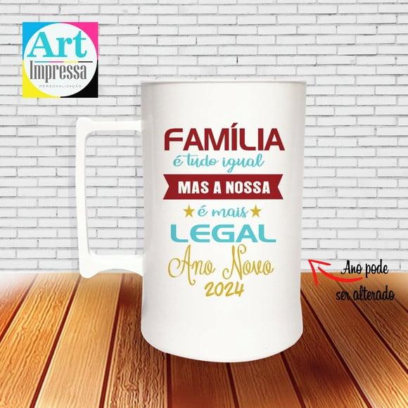 Caneca de Chopp Acrílica Personalizada Ano Novo Réveillon 500ml