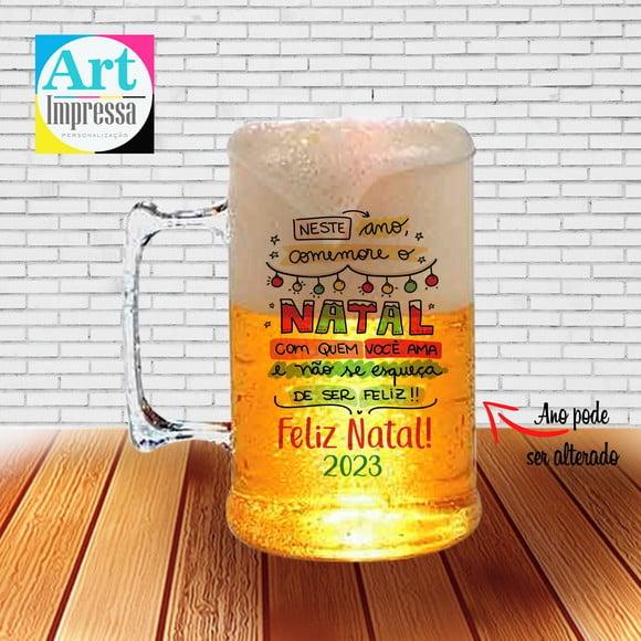Caneca de Chopp Acrílica Personalizada Natal em Família 500ml L