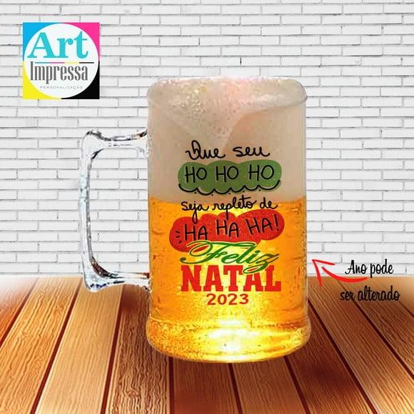 Caneca de Chopp Acrílica Personalizada Natal em Família 500ml L