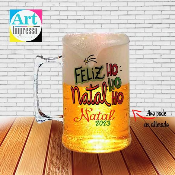 Caneca de Chopp Acrílica Personalizada Natal em Família 500ml L