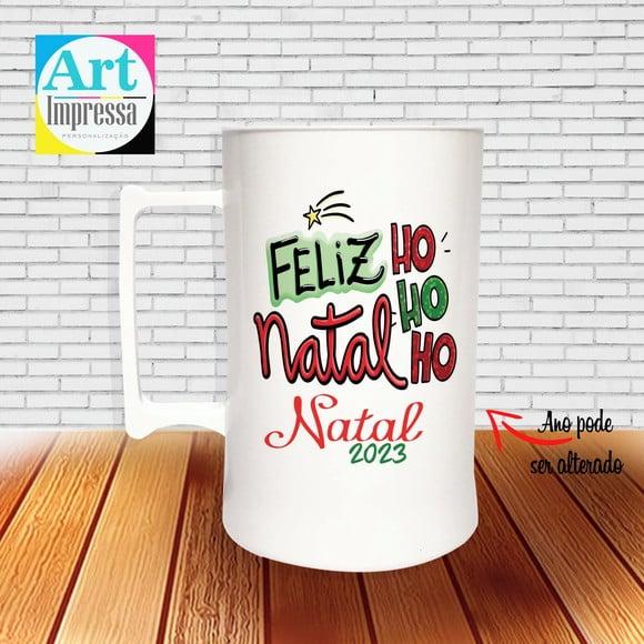 Caneca de Chopp Acrílica Personalizada Natal em Família 500ml L