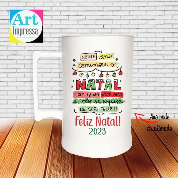 Caneca de Chopp Acrílica Personalizada Natal em Família 500ml L
