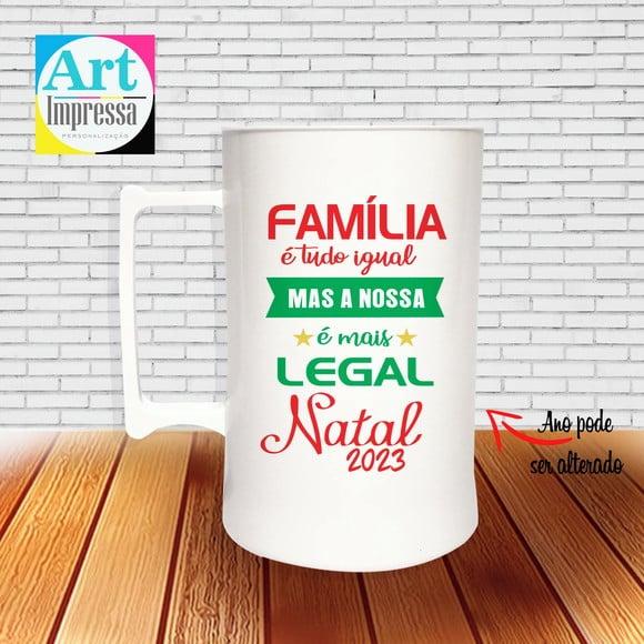 Caneca de Chopp Acrílica Personalizada Natal em Família 500ml L