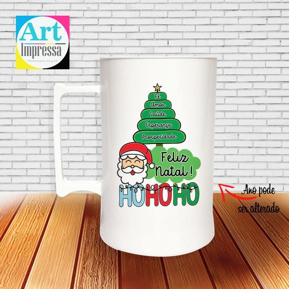 Caneca de Chopp Acrílica Personalizada Natal em Família 500ml L