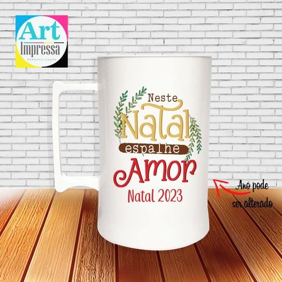Caneca de Chopp Acrílica Personalizada Natal em Família 500ml L