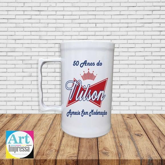Caneca de Chopp Acrílica Personalizada 500ml Lembrancinha Festa 