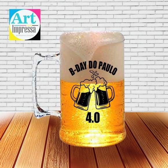 Caneca de Chopp Acrílica Personalizada 40 Anos 500ml Lembrancinh