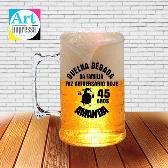 Caneca de Chopp Acrílica Personalizada Ovelha Bêbada da Famíli