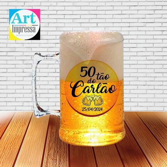 Caneca de Chopp Acrílica Personalizada Aniversário 500ml Lembra