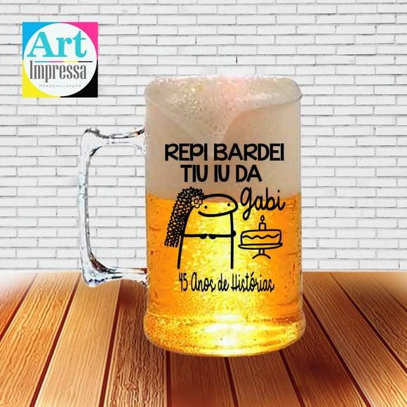 Caneca de Chopp Acrílica Personalizada Aniversário 500ml Lembra