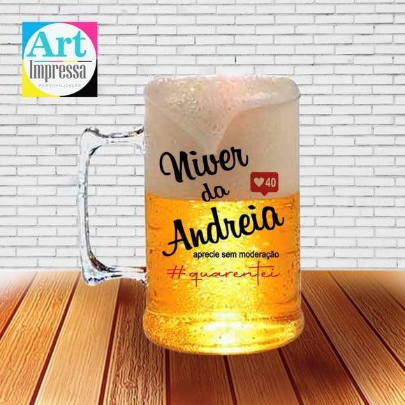 Caneca de Chopp Acrílica Personalizada Aniversário 500ml Lembra