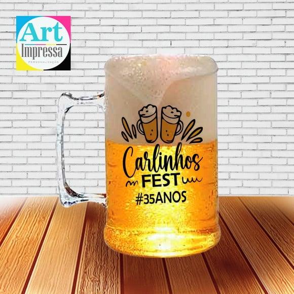 Caneca de Chopp Acrílica Personalizada Aniversário 500ml Lembra