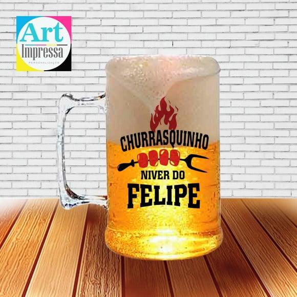 Caneca de Chopp Acrílica Personalizada Festa Churrasco 500ml Lem
