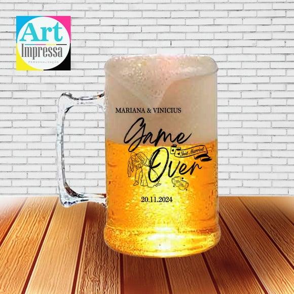 Caneca de Chopp Acrílica Personalizada Casamento 500ml Lembranci