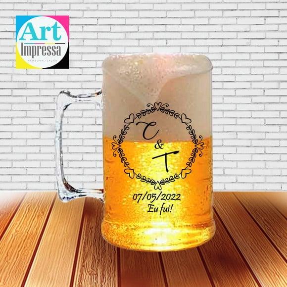 Caneca de Chopp Acrílica Personalizada Casamento 500ml Lembranci