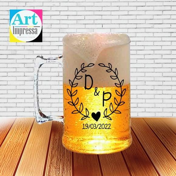 Caneca de Chopp Acrílica Personalizada Casamento 500ml Lembranci