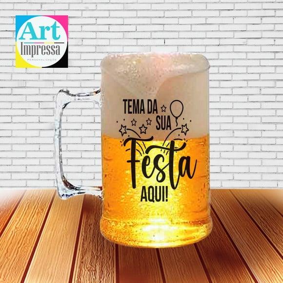 Caneca de Chopp Acrílica Personalizada 500ml no Tema da Sua Fest