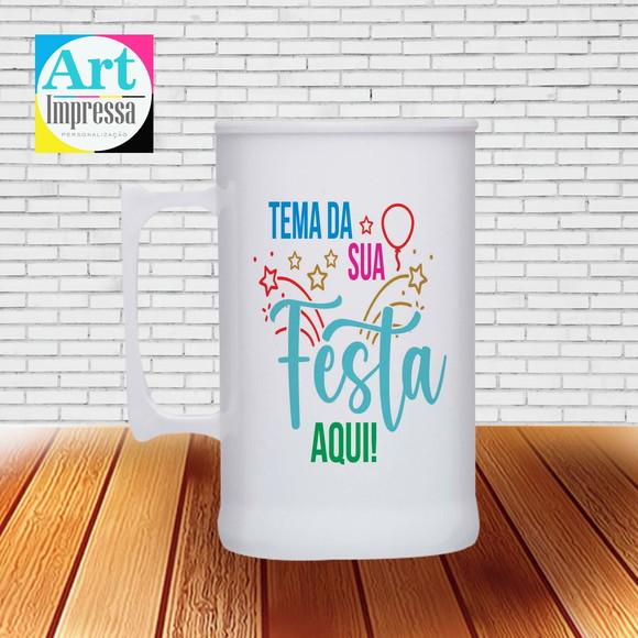 Caneca de Chopp Acrílica Personalizada 500ml no Tema da Sua Fest