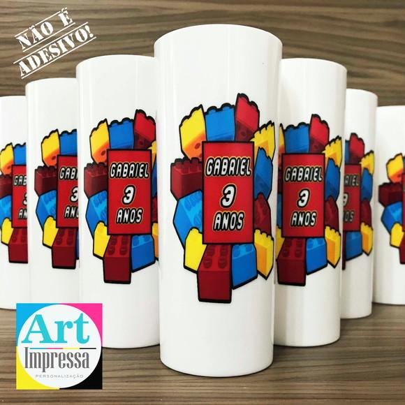 Copo Long Drink Personalizado Blocos de Montar Lego Lembrancinha
