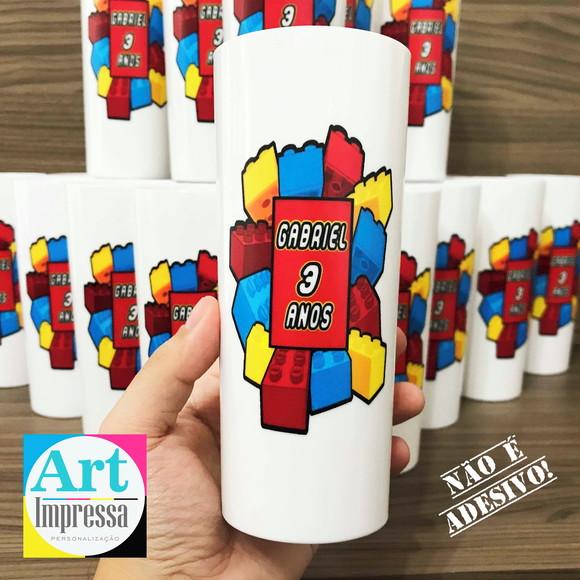 Copo Long Drink Personalizado Blocos de Montar Lego Lembrancinha