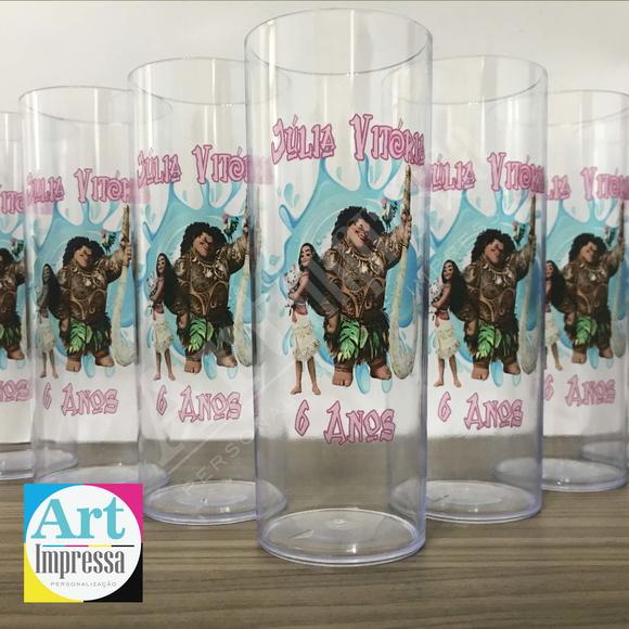 Copo Long Drink Moana Personalizado para Festa Infantil