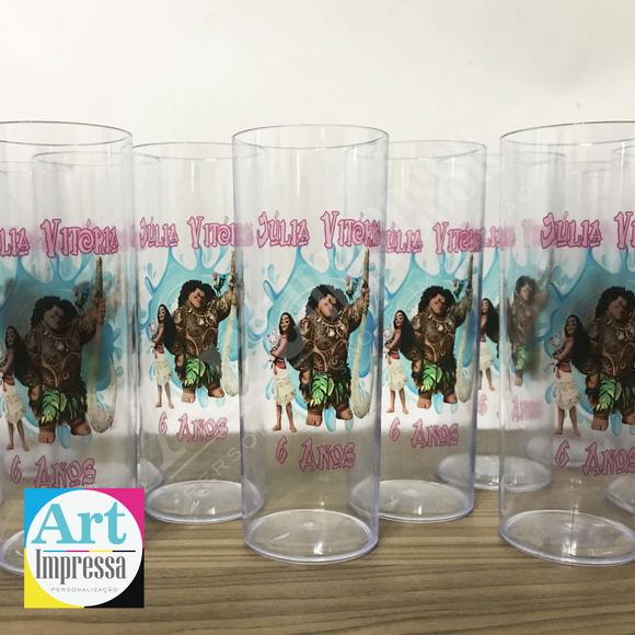 Copo Long Drink Moana Personalizado para Festa Infantil
