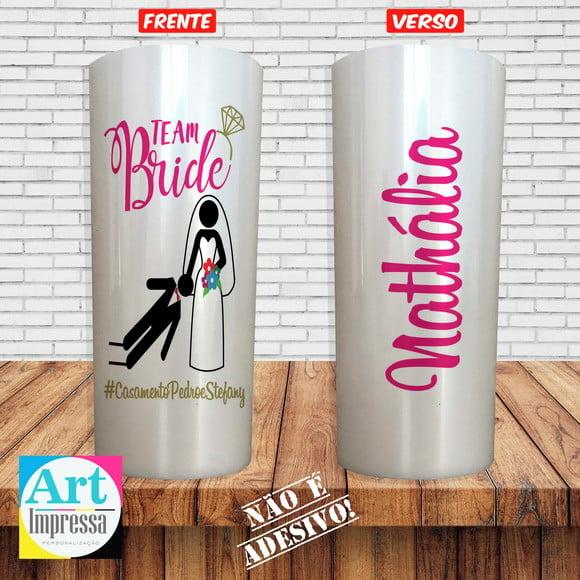 Copo Long Drink Perolado Bride Team Bride com Nomes Individual Fr