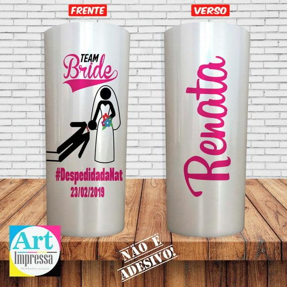 Copo Long Drink Perolado Bride Team Bride com Nomes Individual Fr