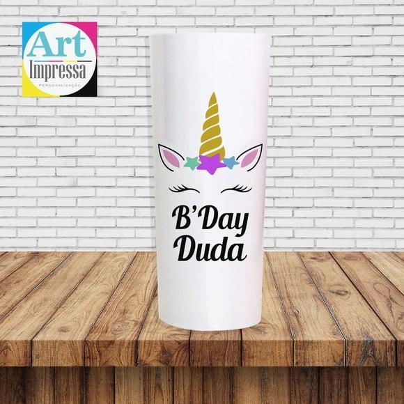 Copo Long Drink Branco Personalizado Unicórnio Lembrancinha Fest