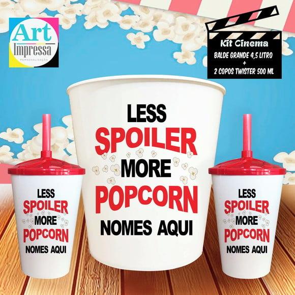 Kit Cinema Casal Less Spoiler Balde 4,5L + 2 Copos Twister