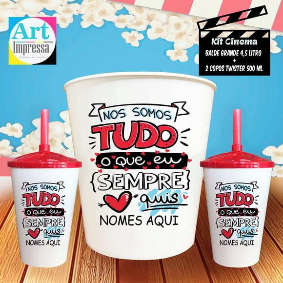 Kit Cinema Casal Nós Somos Tudo Que Sempre Sonhei Balde + 2 Copo