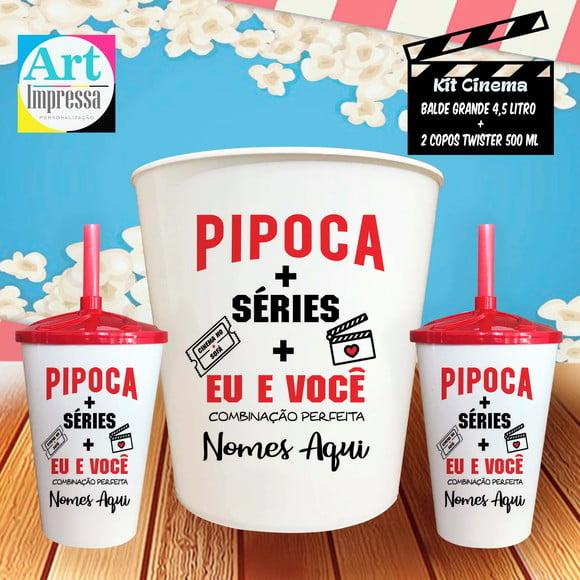 Kit Cinema Casal Séries + Eu e Você Balde 4,5L + 2 Copos