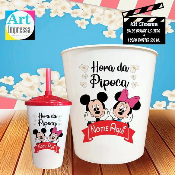 Kit Cinema Individual Mickey e Minnie Balde 4,5L + Copo Twister P