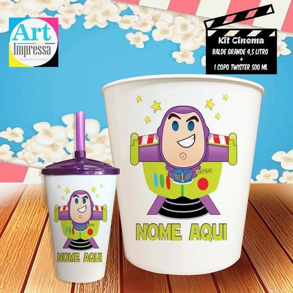 Kit Cinema Individual Buzz Lightyear Balde 4,5L + Copo Twister Pr