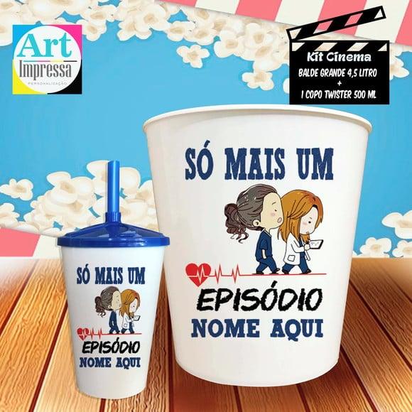 Kit Cinema Individual Grey’s Anatomy Balde 4,5L + Copo Twister 