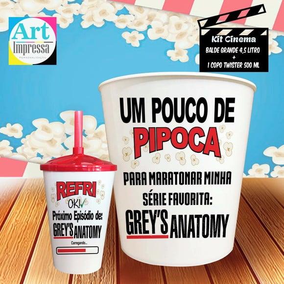 Kit Cinema Individual Grey’s Anatomy Balde 4,5L + Copo Twister 