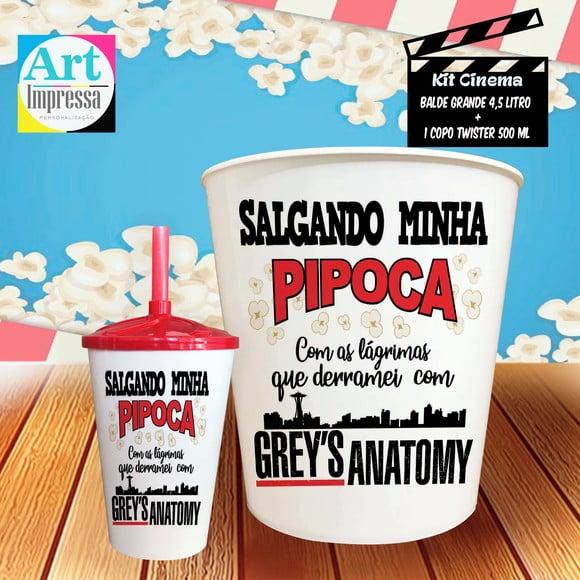 Kit Cinema Individual Grey’s Anatomy Balde 4,5L + Copo Twister 