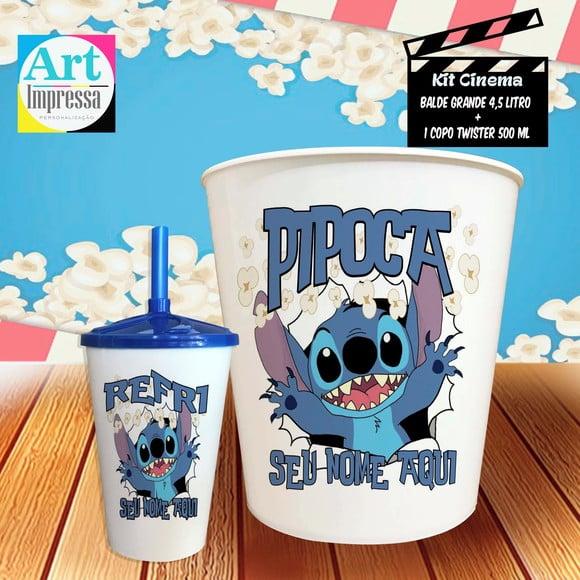 Kit Cinema Individual Stitch Balde 4,5L + Copo Twister Presente