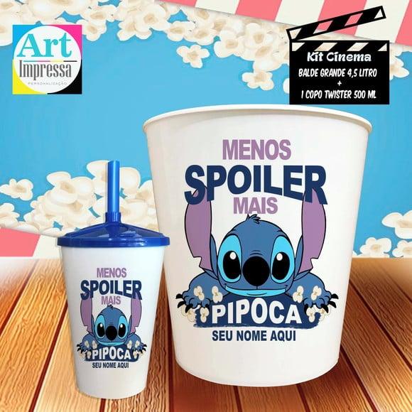 Kit Cinema Individual Stitch Balde 4,5L + Copo Twister Presente