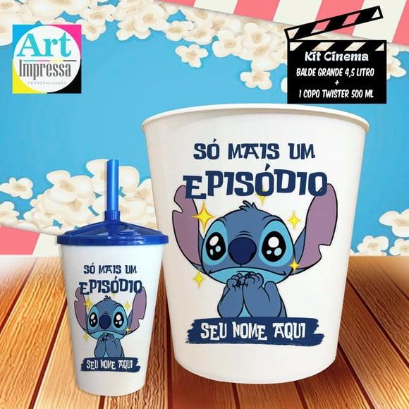 Kit Cinema Individual Stitch Balde 4,5L + Copo Twister Presente