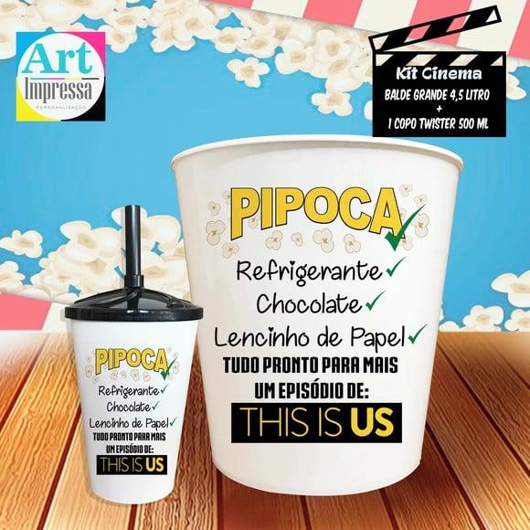 Kit Cinema Individual This Is Us Limões Balde 4,5L + Copo Twiste