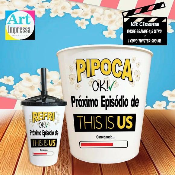 Kit Cinema Individual This Is Us Limões Balde 4,5L + Copo Twiste