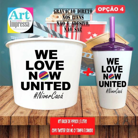 Kit Cinema Lembrancinha Now United Balde de Pipoca 1,5L + Copo Tw