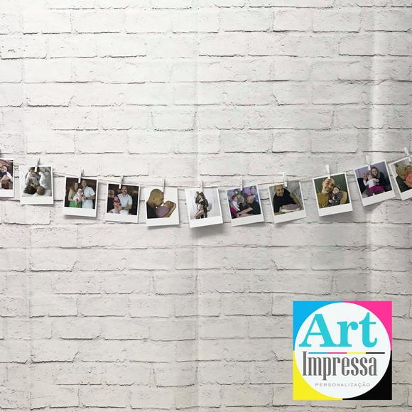 Kit 12 Mini Polaroids com Varal + Pregadores