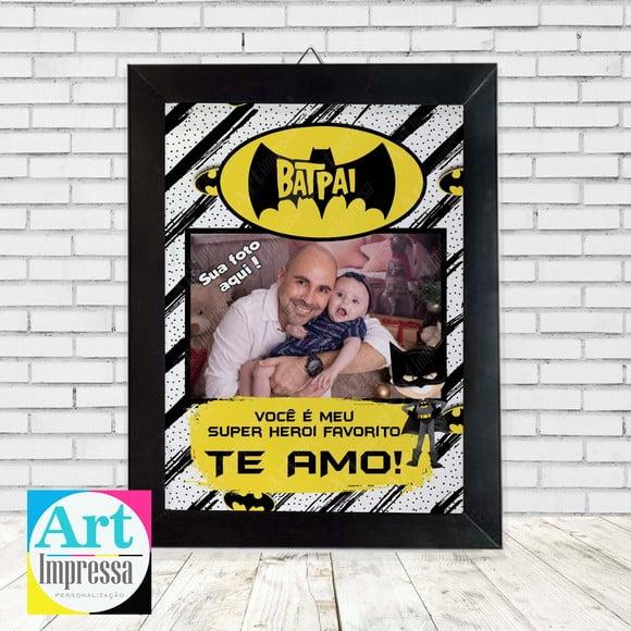 Quadro Dia dos Pais Personalizado com Foto A4 Moldura Madeira