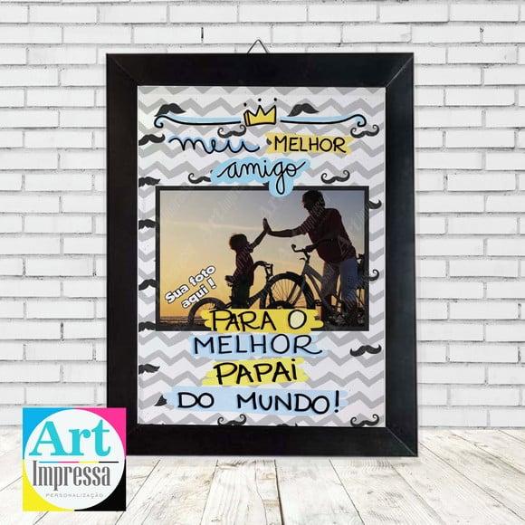 Quadro Dia dos Pais com Foto Melhor Pai do Mundo