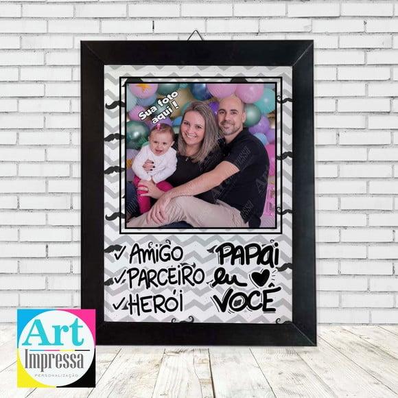 Quadro Dia dos Pais com Foto Pai Amigo, Parceiro