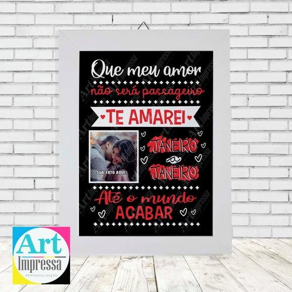 Quadro Personalizado com Foto Casal Te Amarei Janeiro a Janeiro