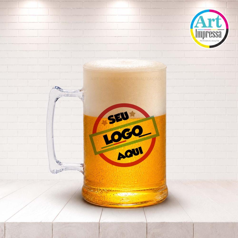 Caneca de Chopp Acrílica Personalizada com Logo da Empresa 500ml