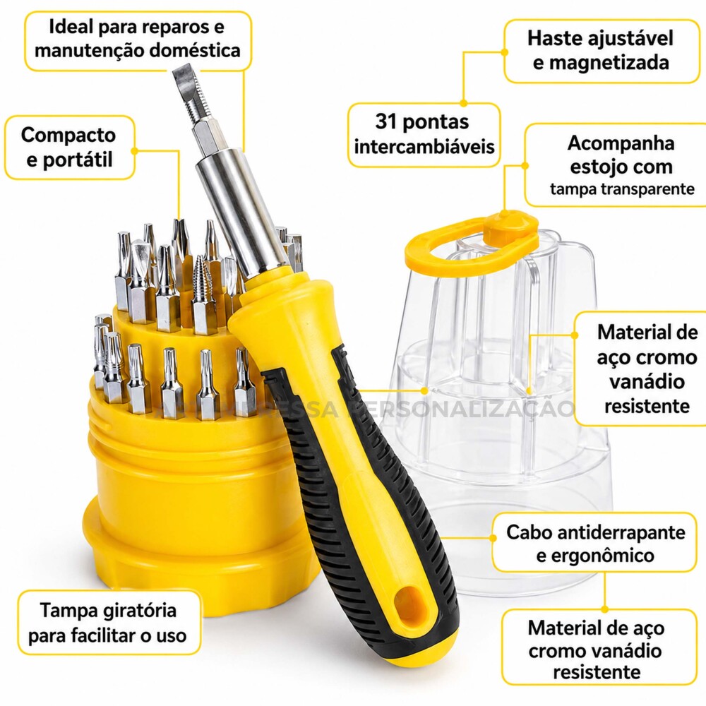 Mini Kit Ferramenta com 31 Personalizado para Brinde